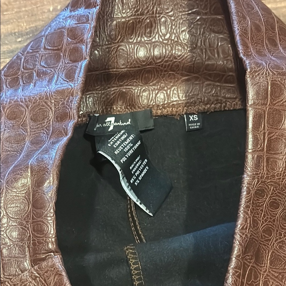 Elegant Brown Crocodile Pattern Women's Pants
